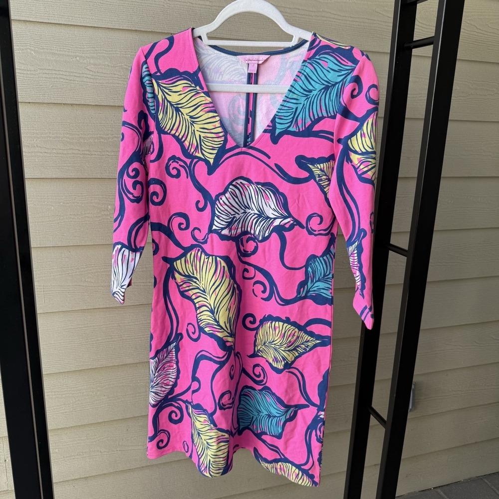 Lilly Pulitzer Geanna Swing Dress Women's Mini Small Pink Tropical Resortwear‎